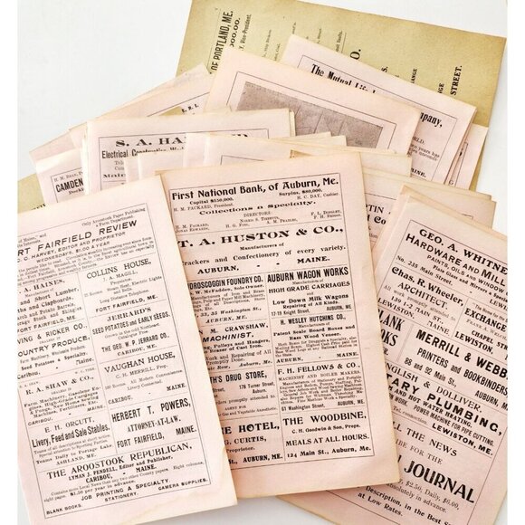 1906 Maine Local Towns Advertisement Pages Bulk Lot Of 47 Pcs 500+ Ads E10 - Picture 6 of 7